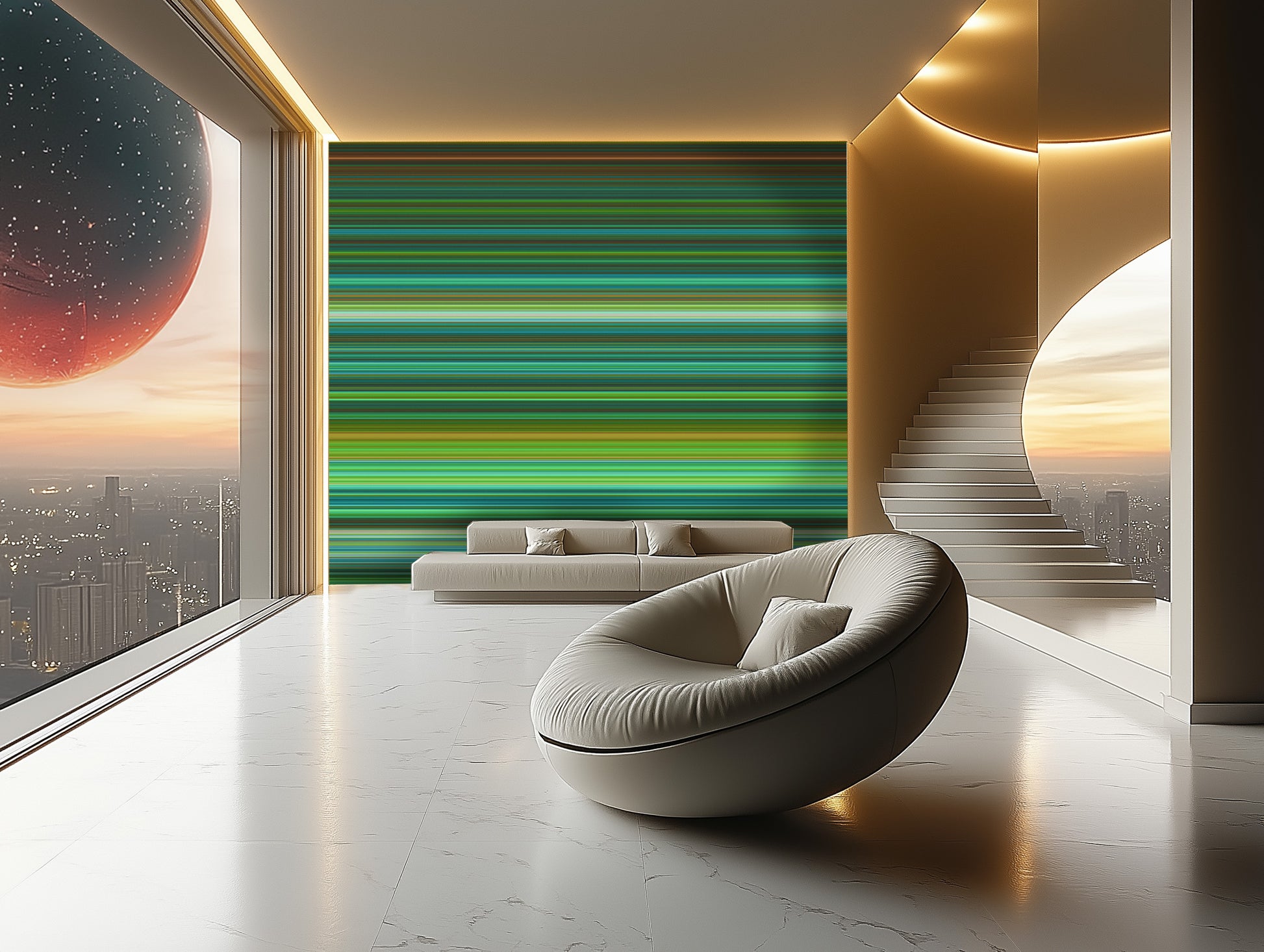 Retrograde in Green - Wallpaper Mural - Quick Ship