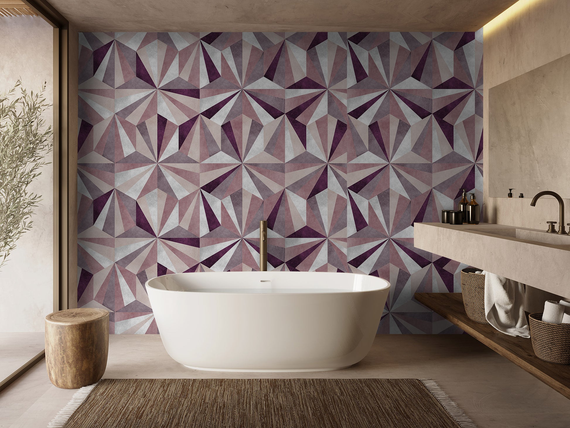Rivoli in Aubergine - Quick Ship - Wallpaper