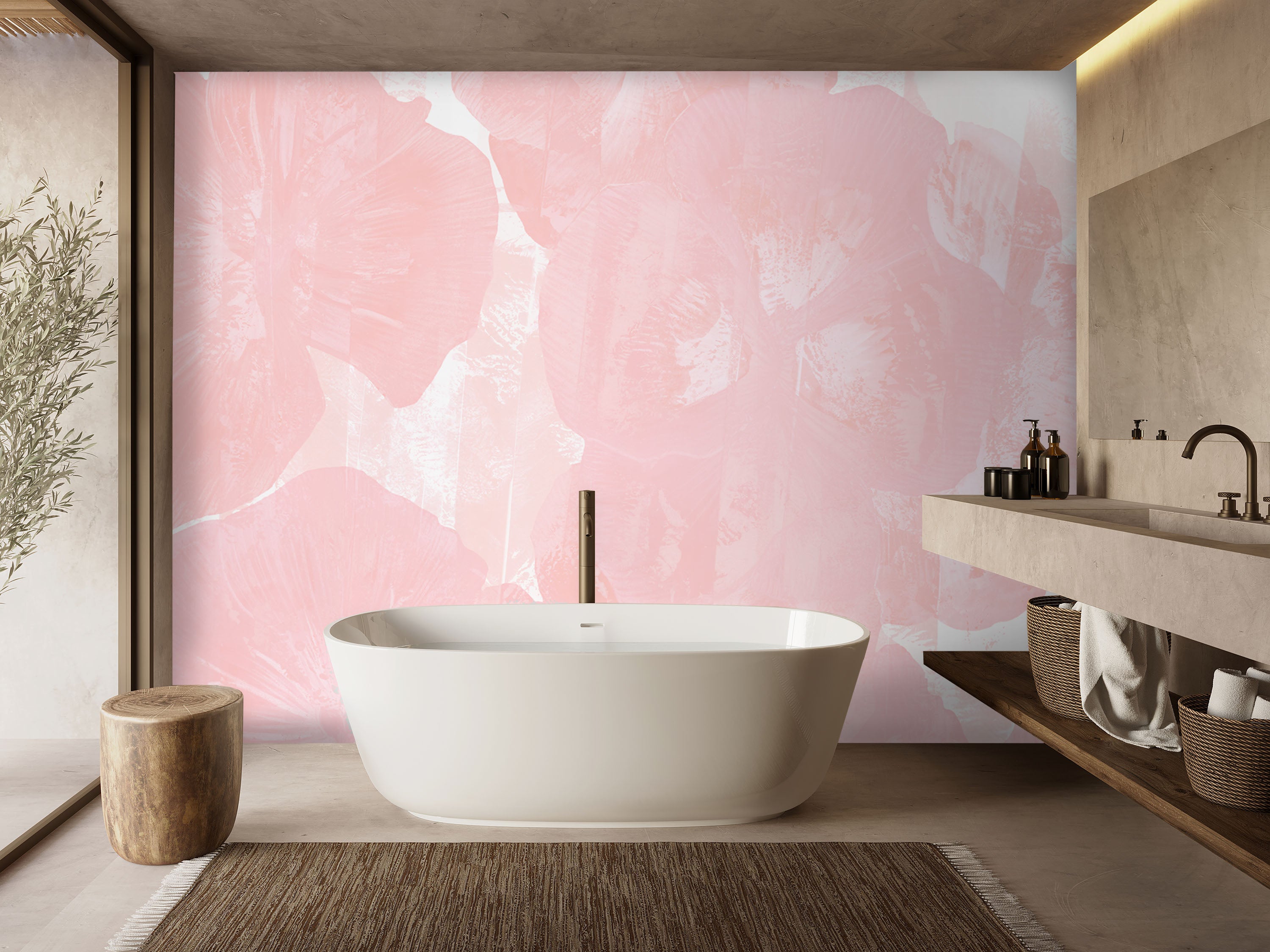 Image of Roselle in Coral Made to Measure Mural