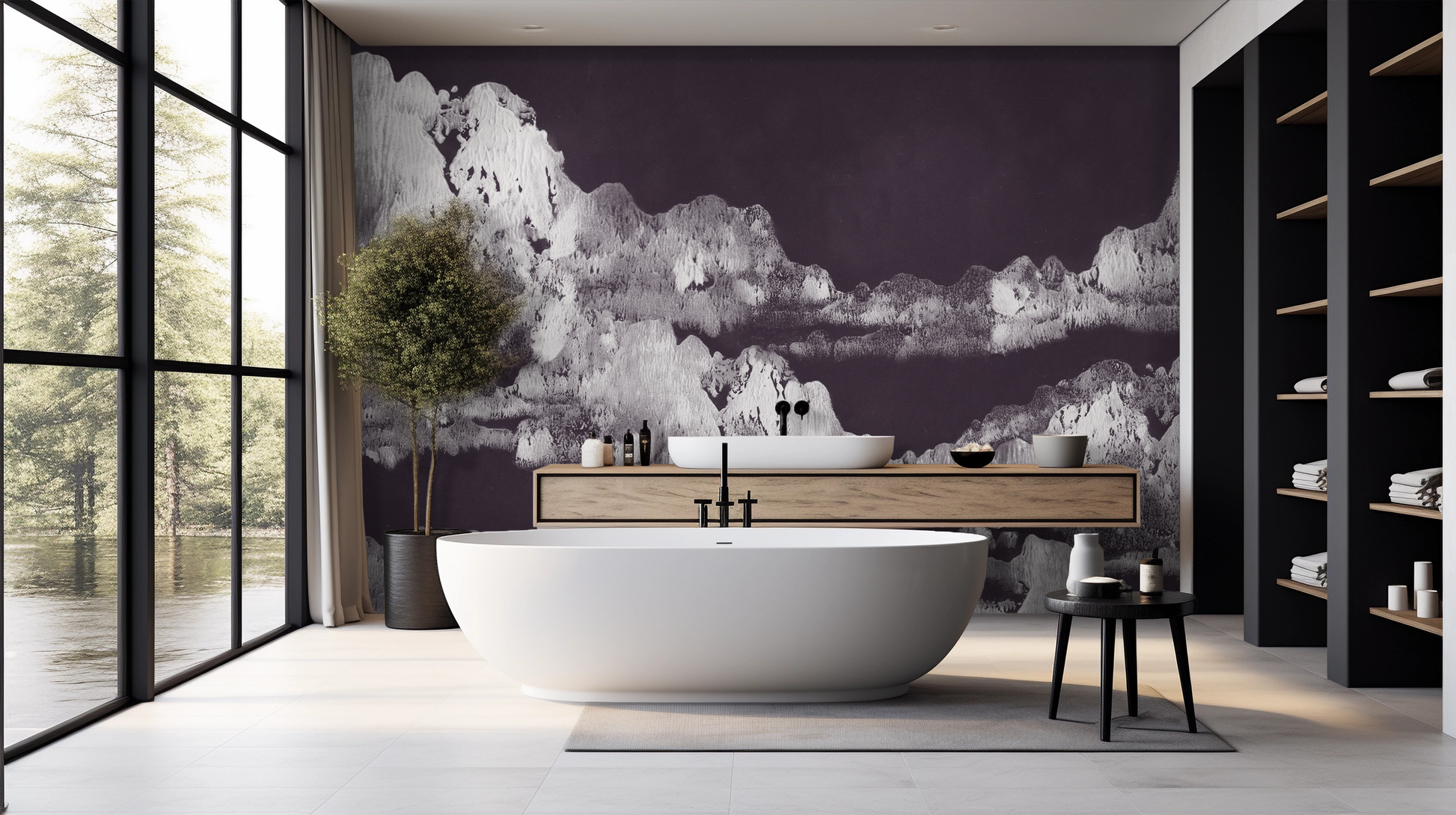 San Gabriel in Inverted Orchid Mist - Wallpaper Mural - Quick Ship