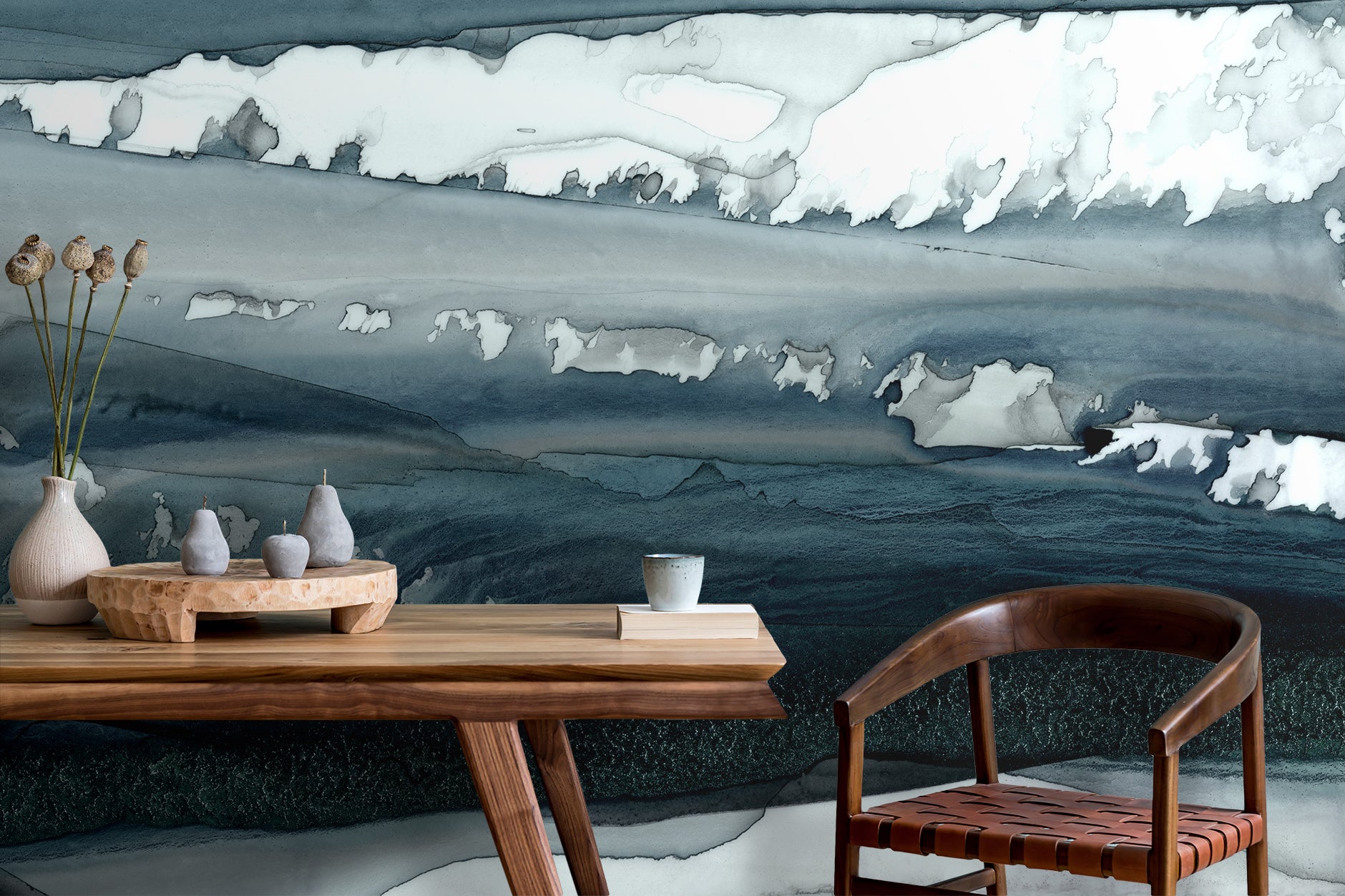 Image of Slate & Black Drips Made to Measure Mural