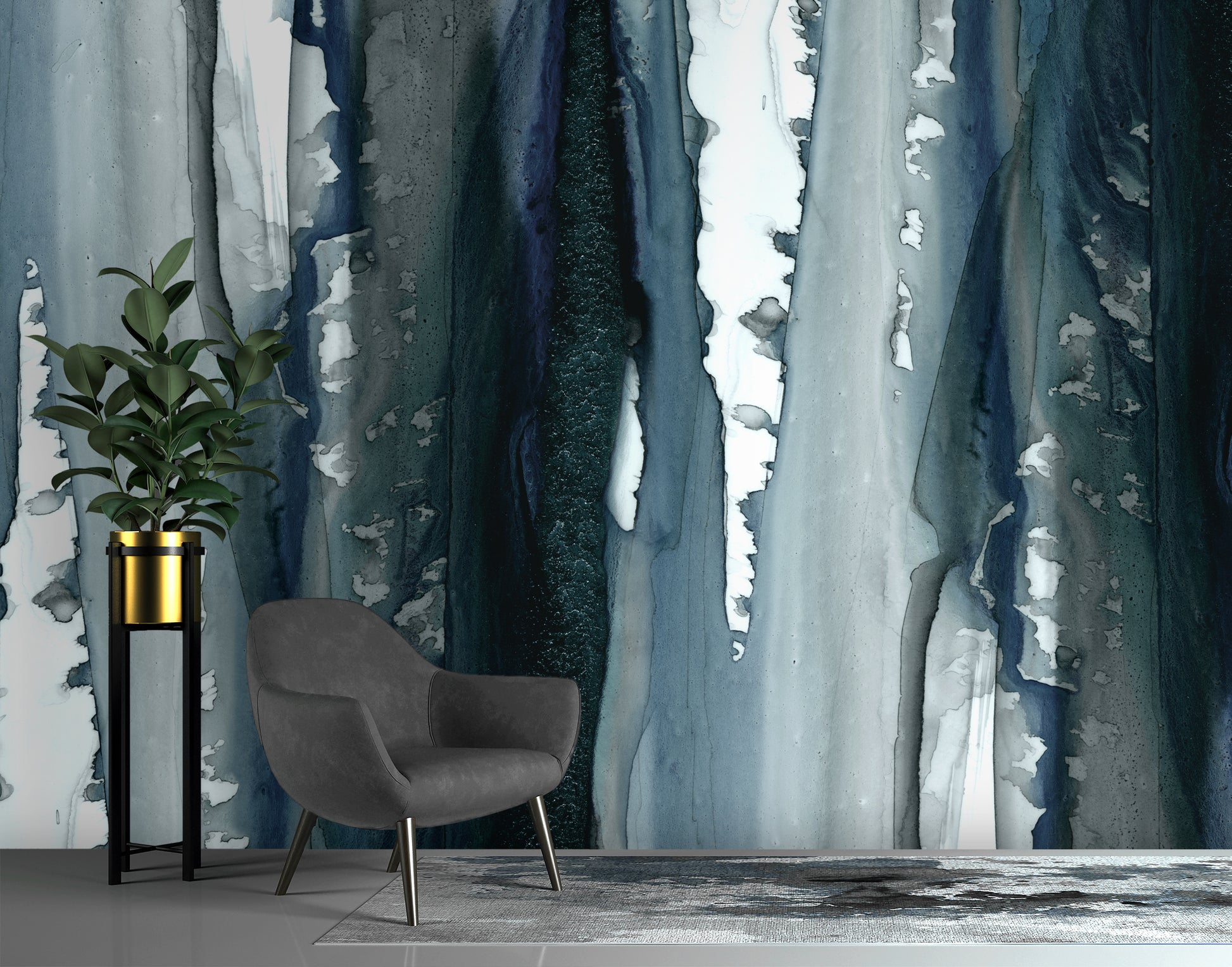 Slate & Black Drips Made to Measure Mural