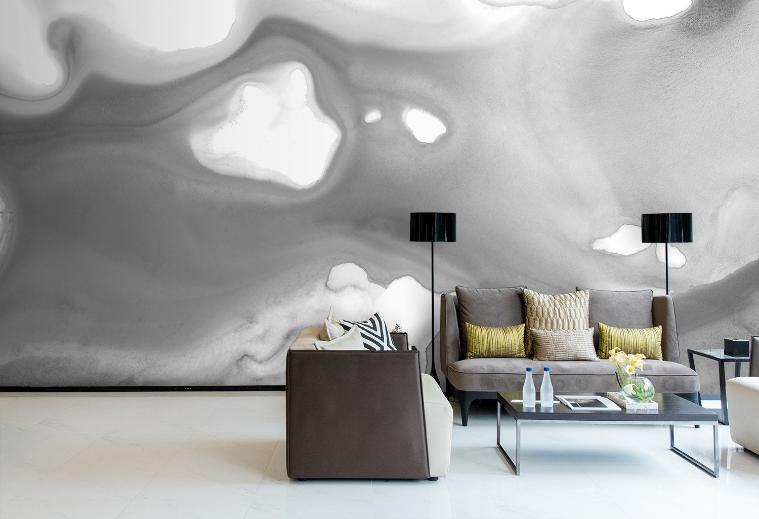 Image of Spring Breeze in Gray Made to Measure Mural