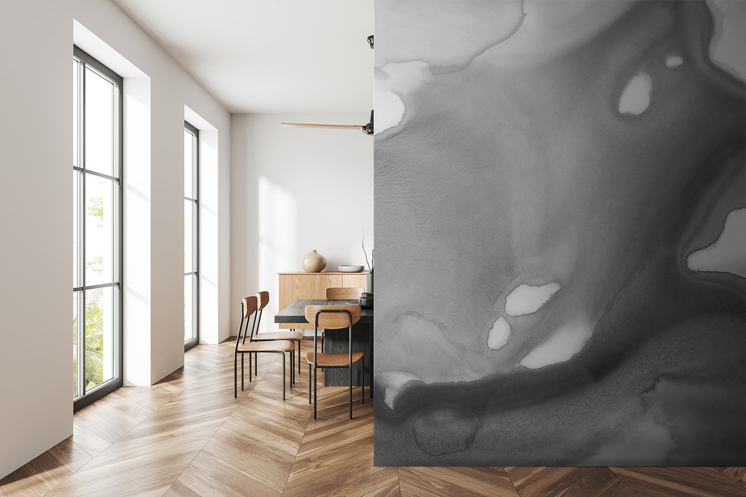 Image of Spring Breeze in Gray Made to Measure Mural