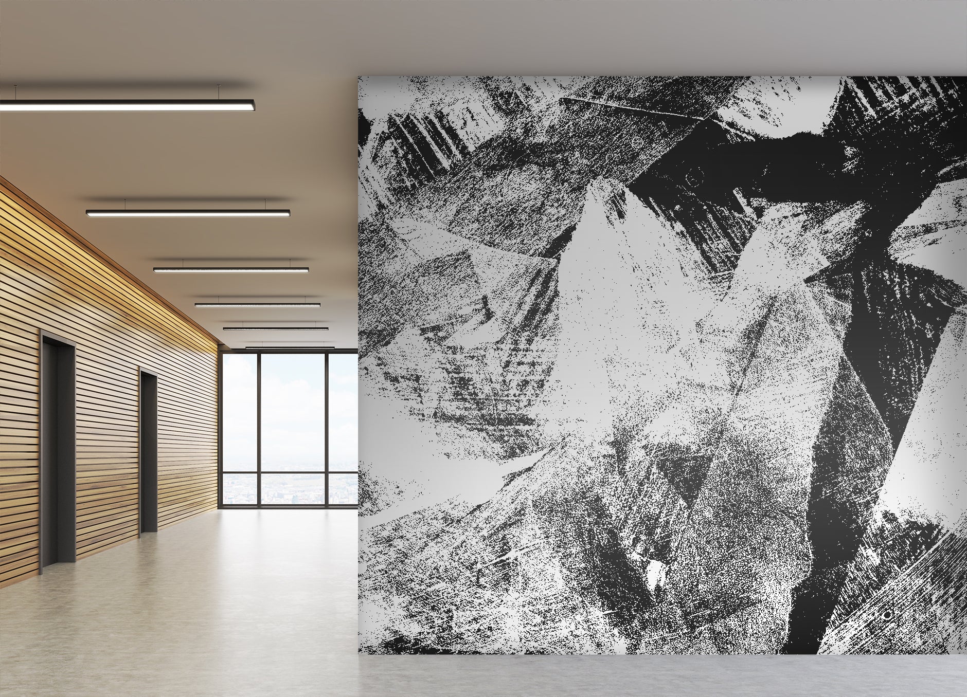 Image of Subconscious Thought in Black & White Made to Measure Mural