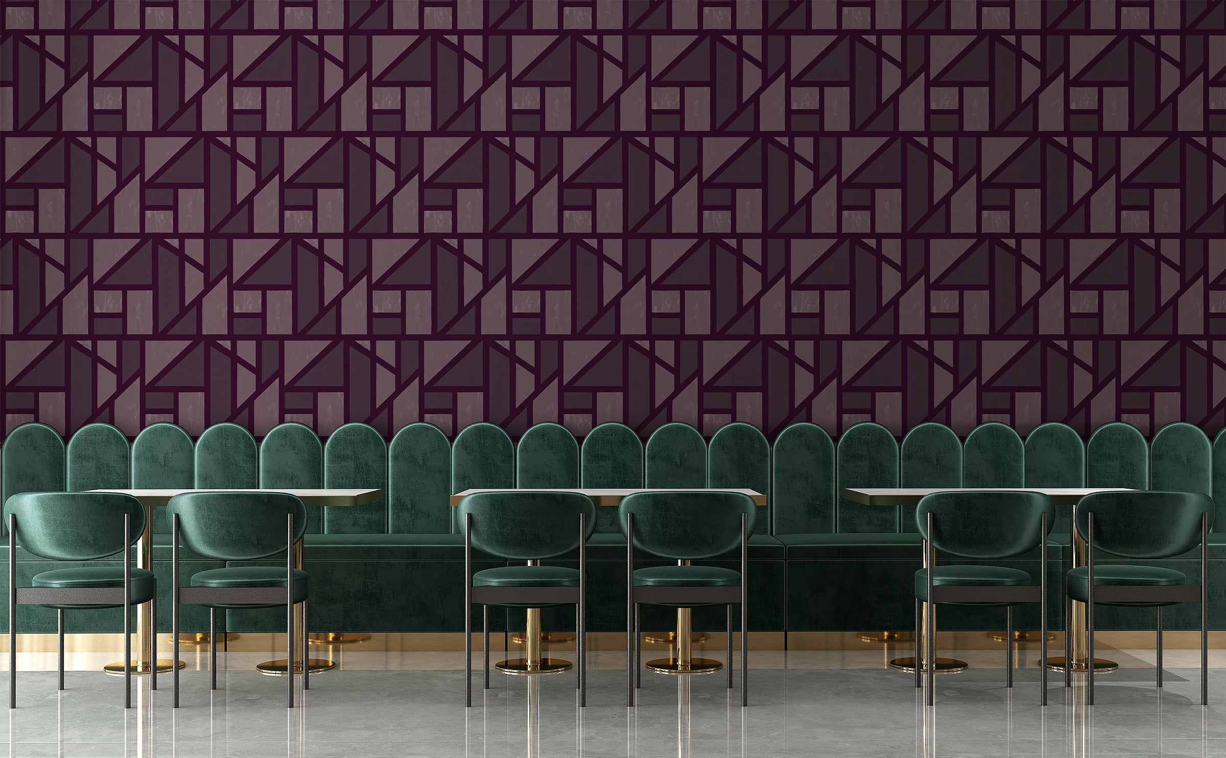 Image of Tangram in Aubergine - Quick Ship - Wallpaper