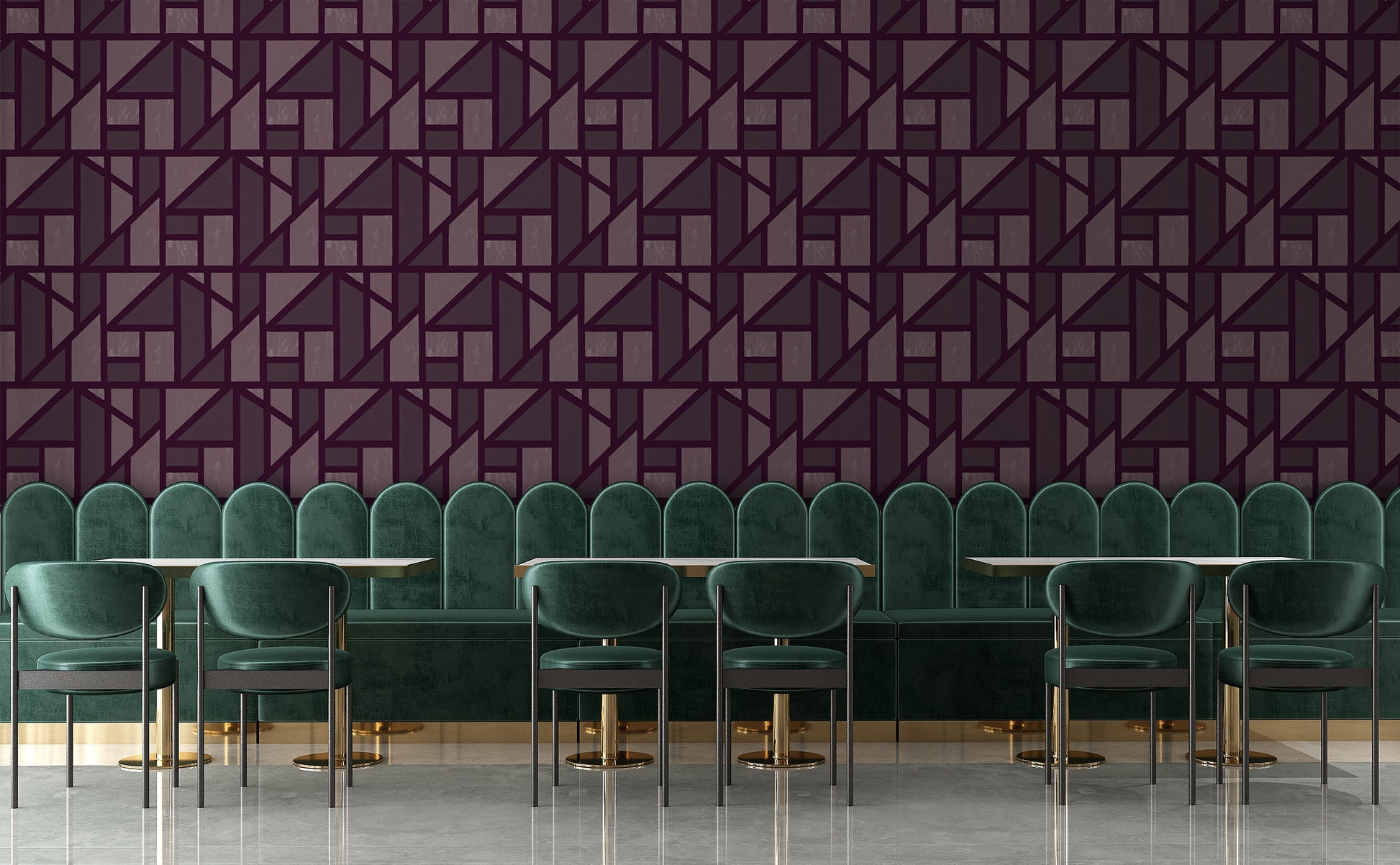 Tangram in Aubergine - Quick Ship - Wallpaper