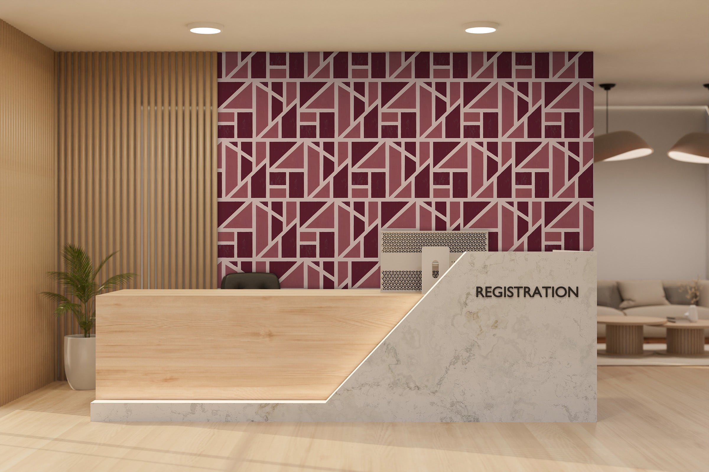 Image of Tangram in Bordeaux - Quick Ship - Wallpaper