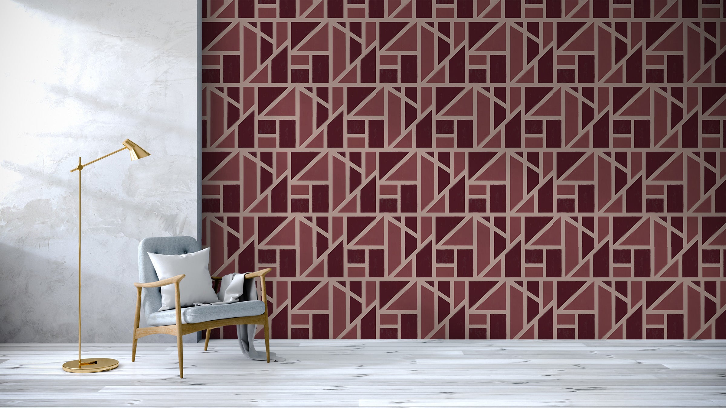 Image of Tangram in Bordeaux - Quick Ship - Wallpaper