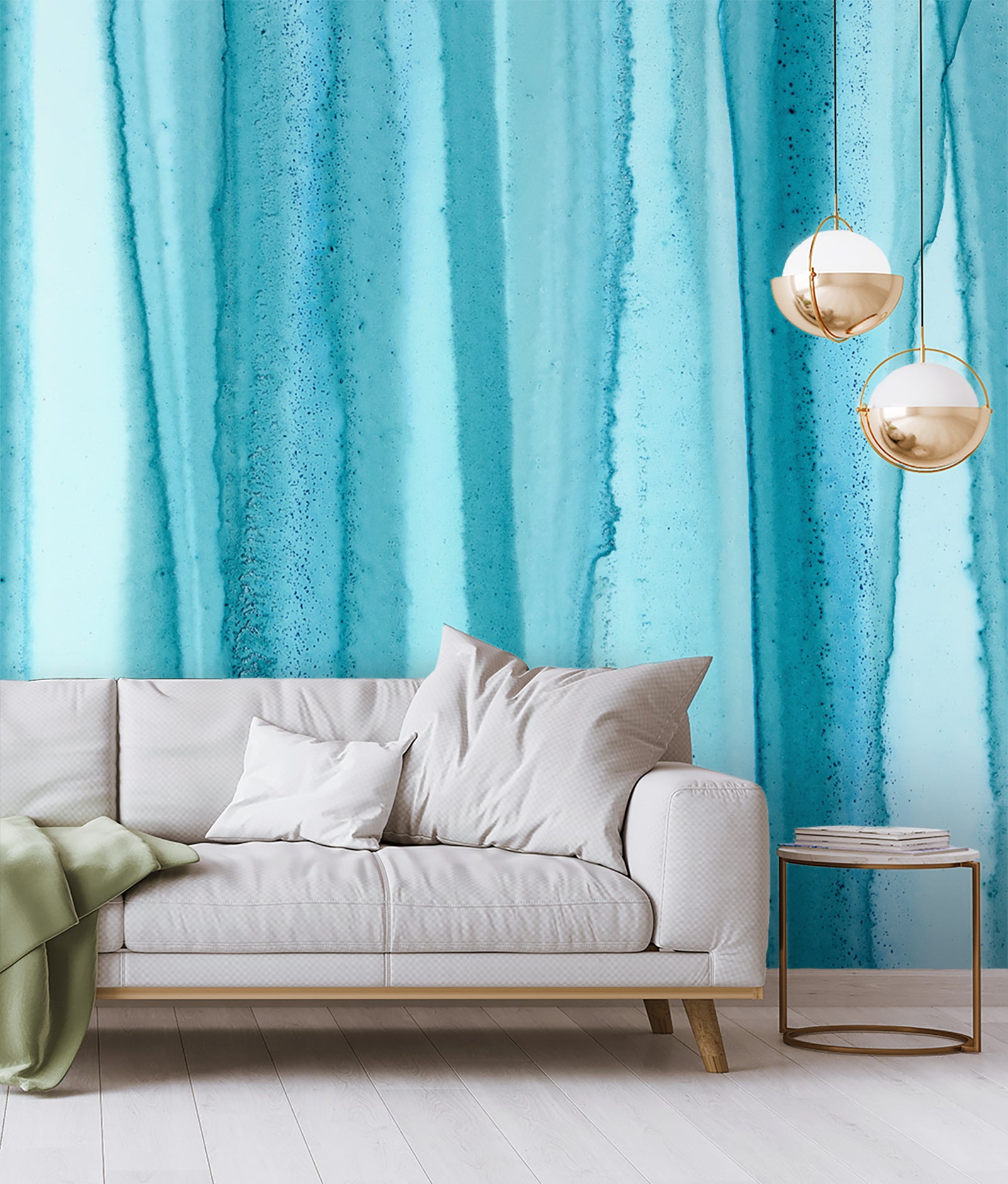 Image of Teal Drips Made to Measure Mural