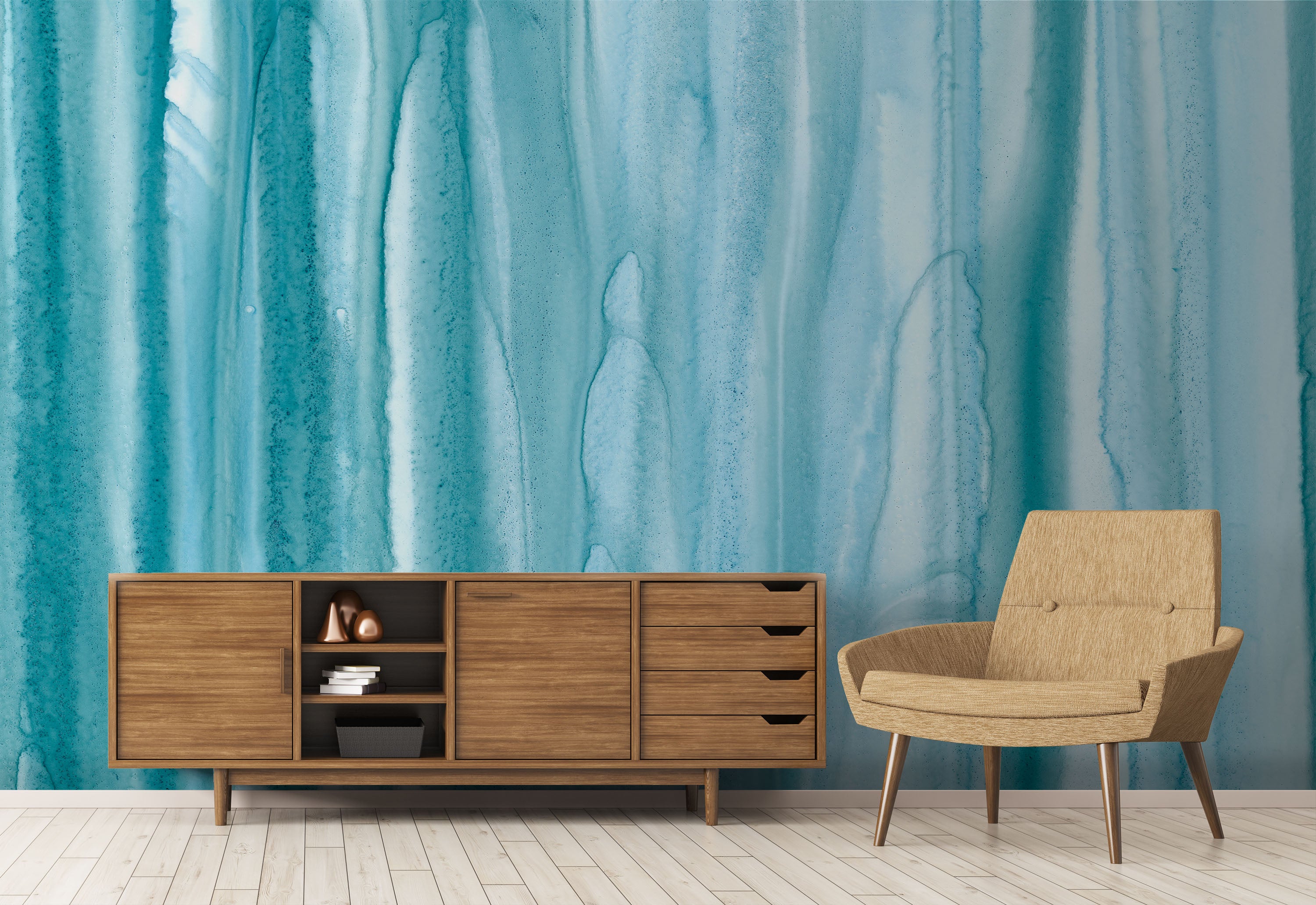 Image of Teal Drips Made to Measure Mural