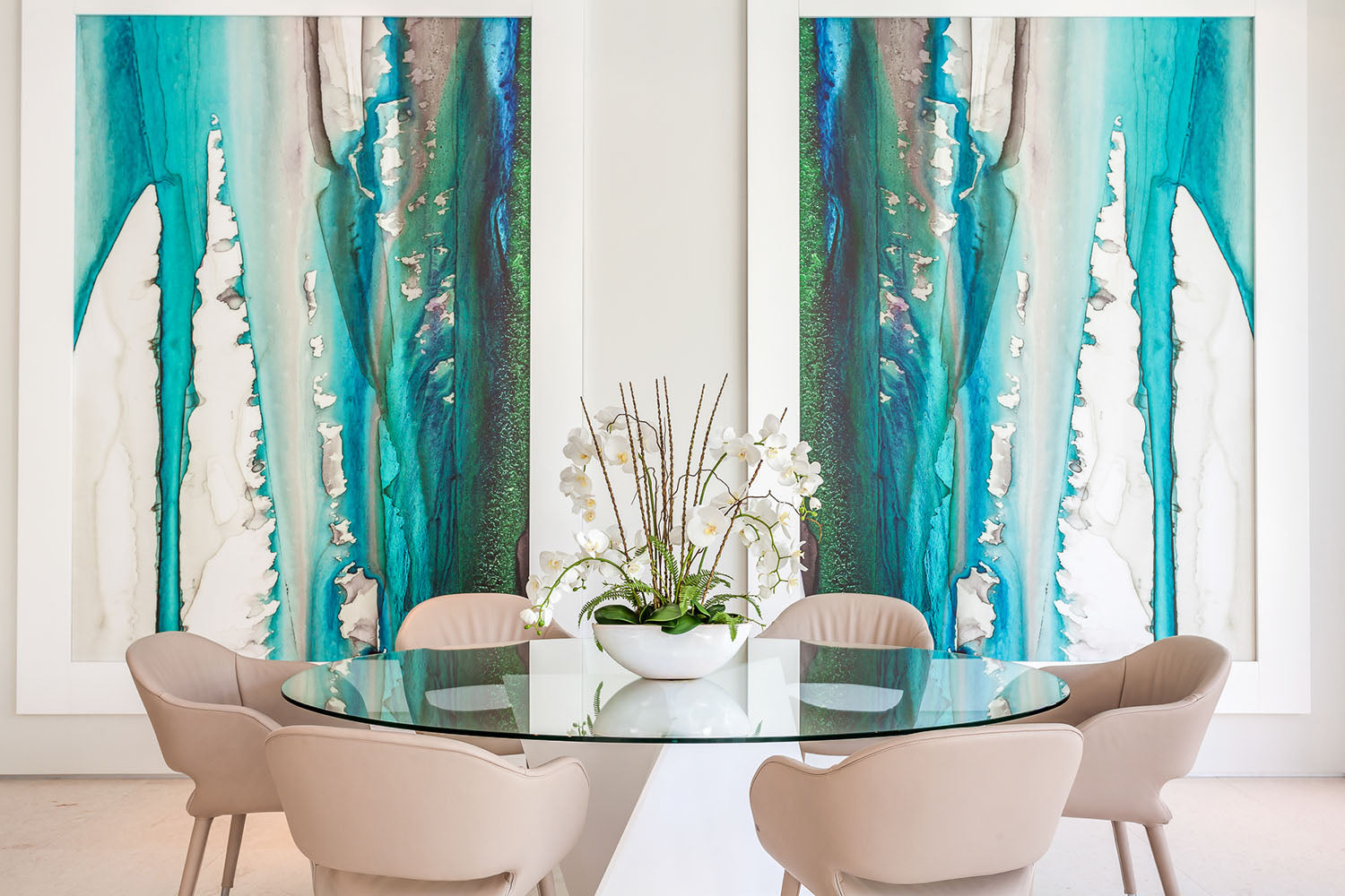 Image of Teal & Black Drips Made to Measure Mural