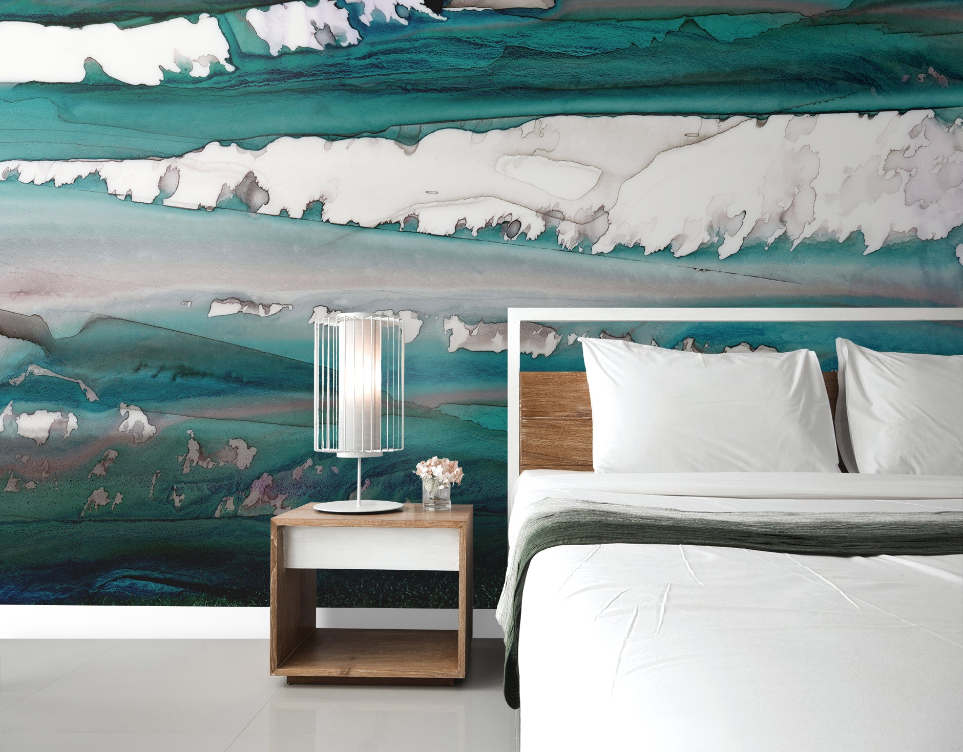 Image of Teal & Black Drips Made to Measure Mural