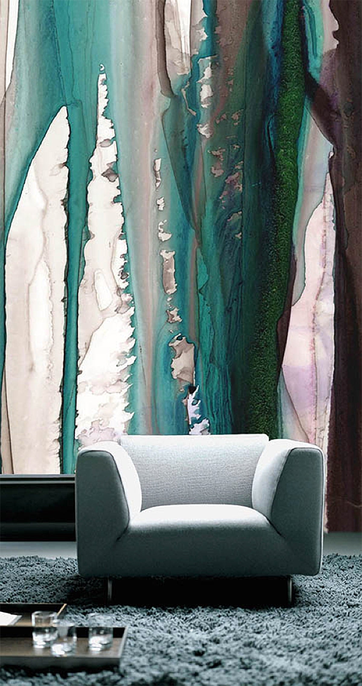 Teal & Black Drips Made to Measure Mural