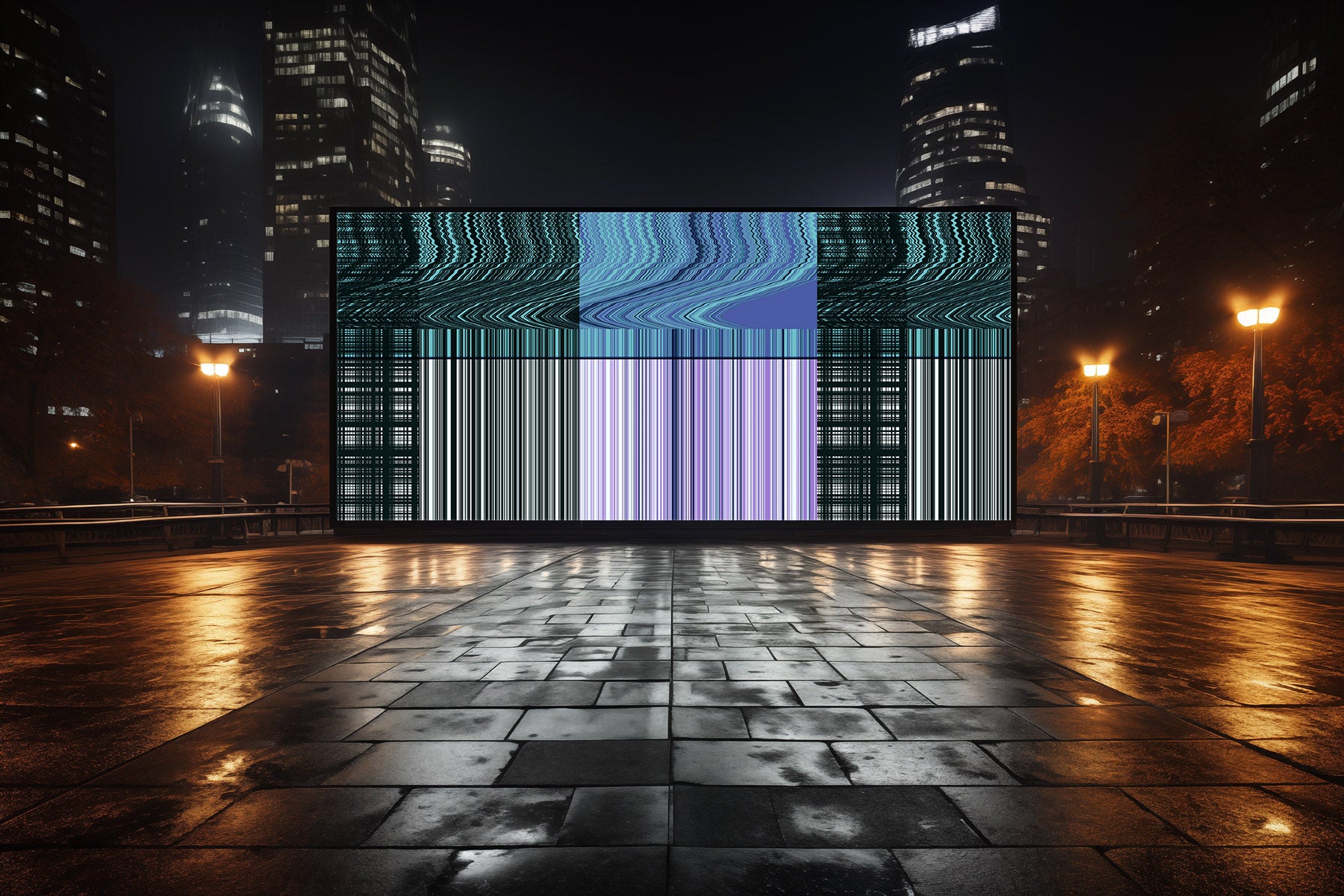Image of Technical Difficulty in Cyan - Wallpaper Mural - Quick Ship