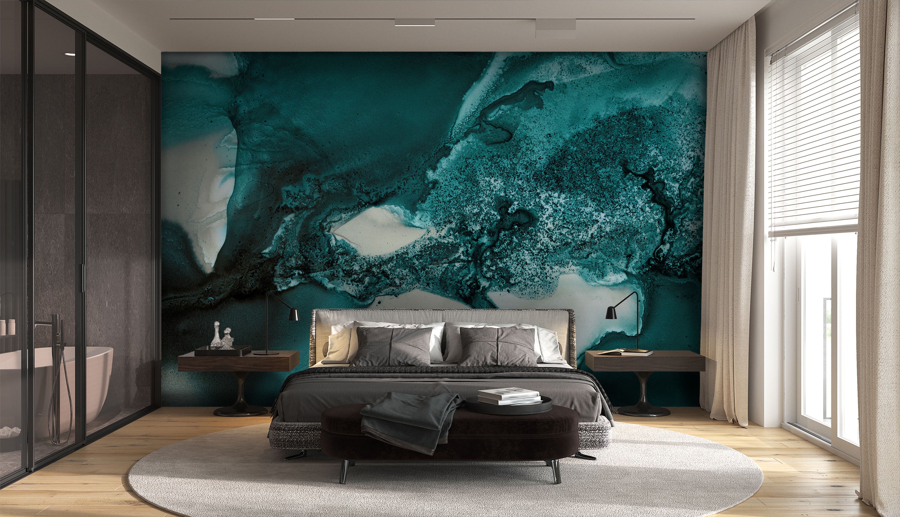 Image of Textured Teal Made to Measure Mural
