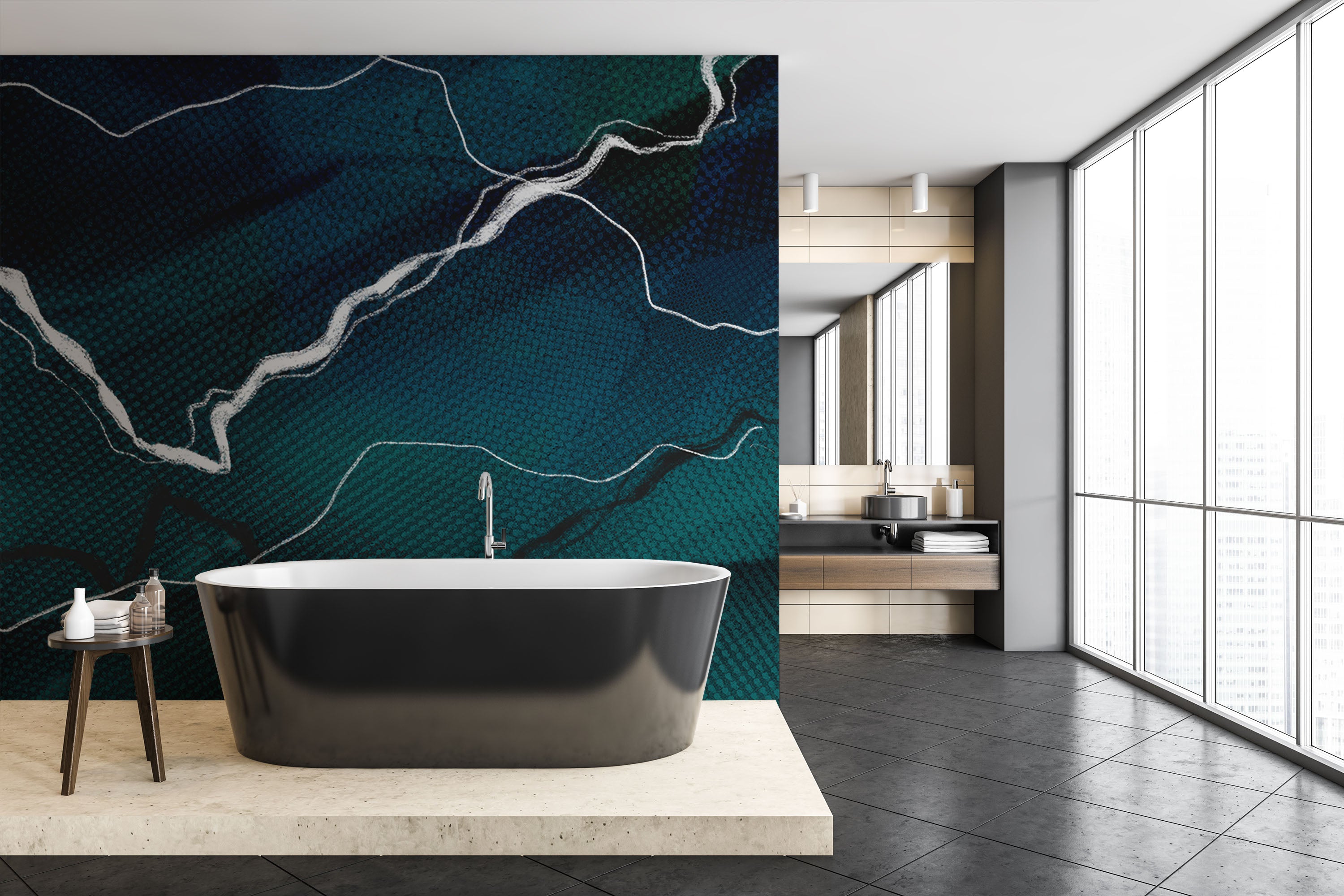 Image of Troposphere in Teal Made to Measure Mural