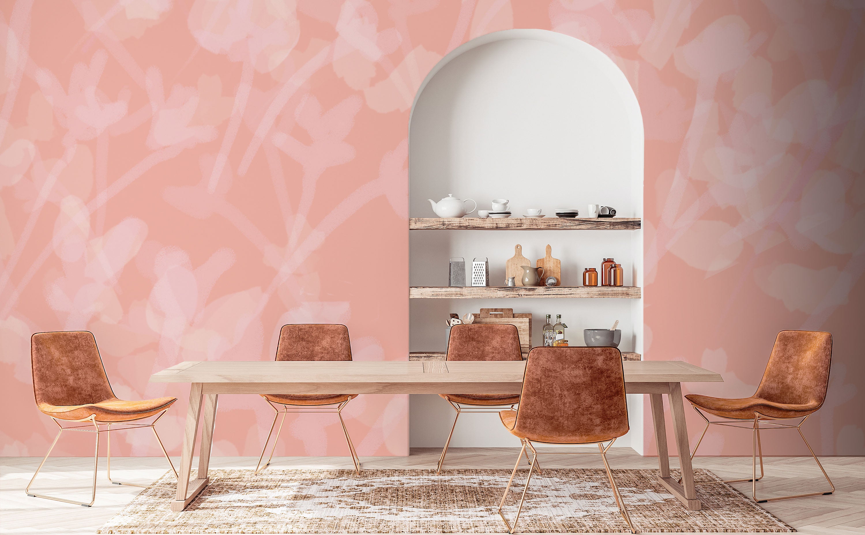 Image of Vernal in Coral Made to Measure Mural