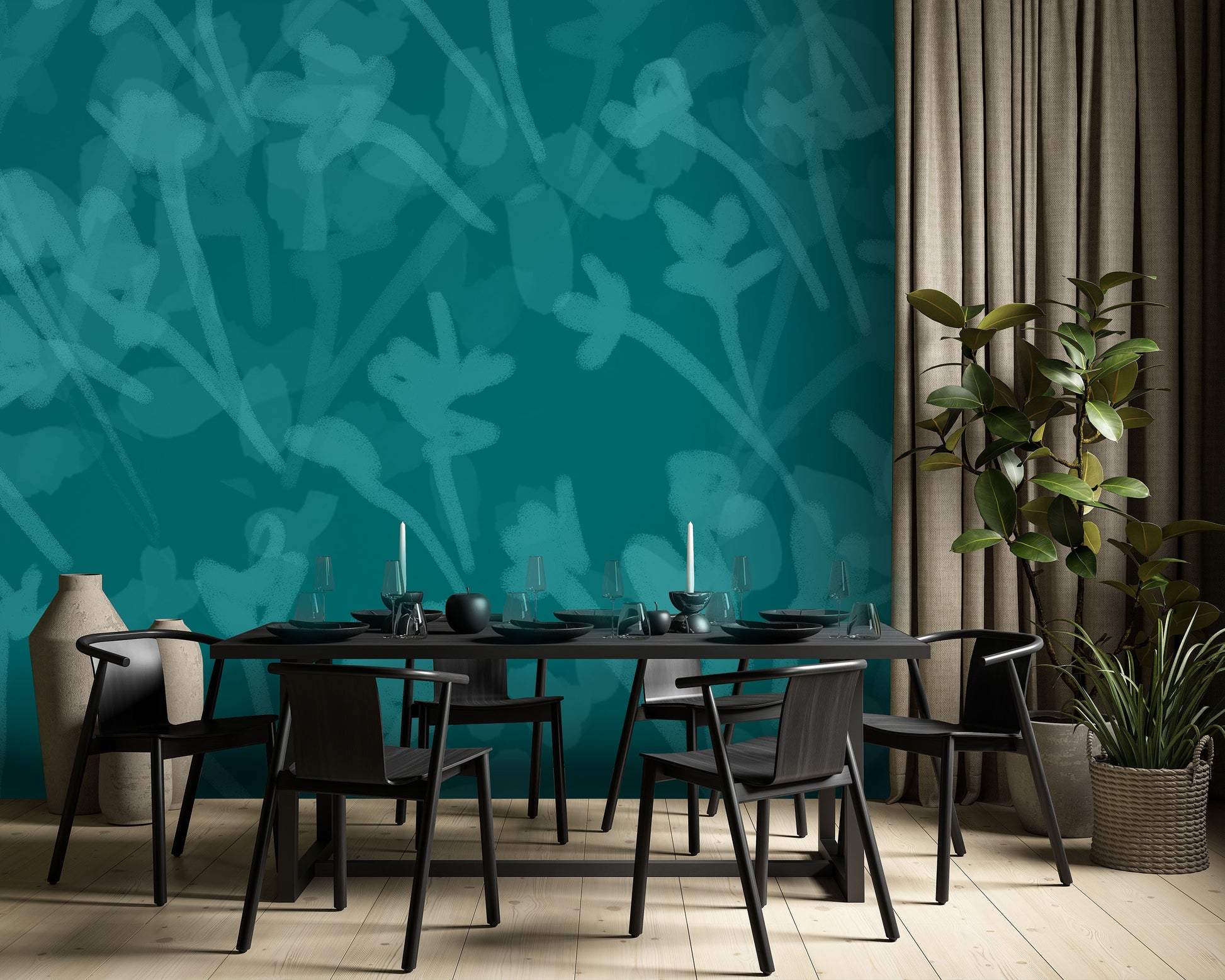 Vernal in Teal Made to Measure Mural