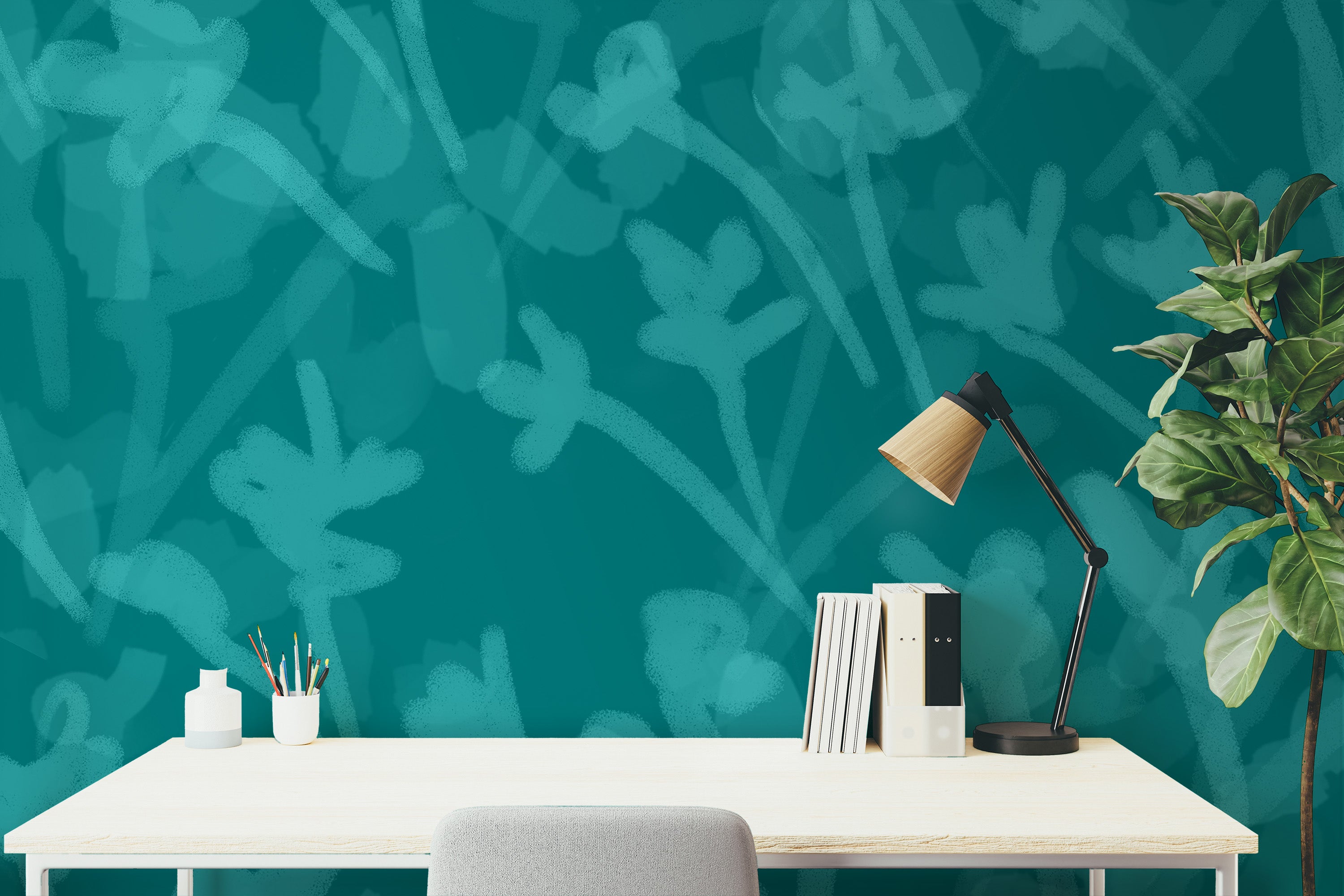 Image of Vernal in Teal Made to Measure Mural