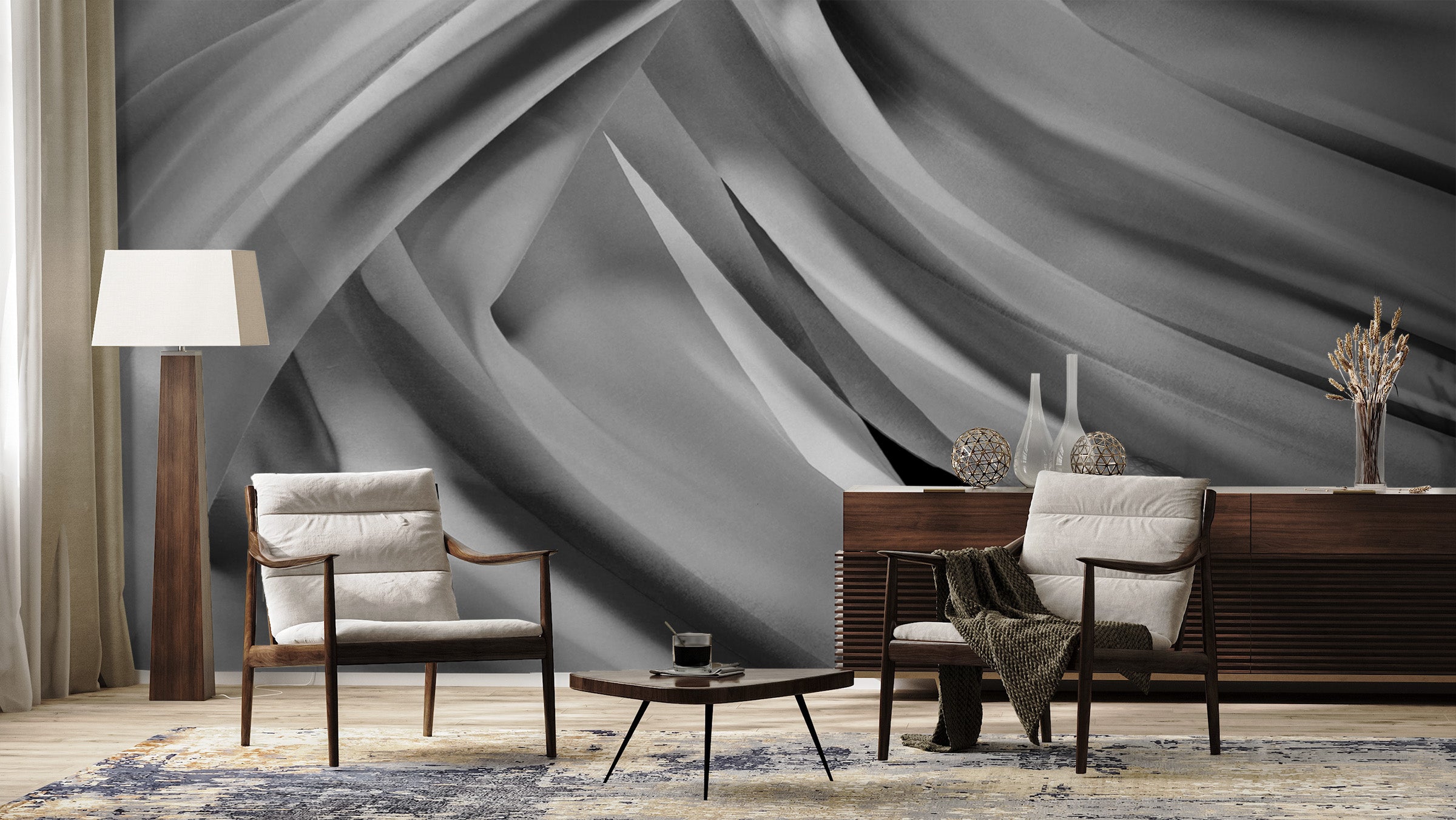 Image of Voile Argent Made to Measure Mural