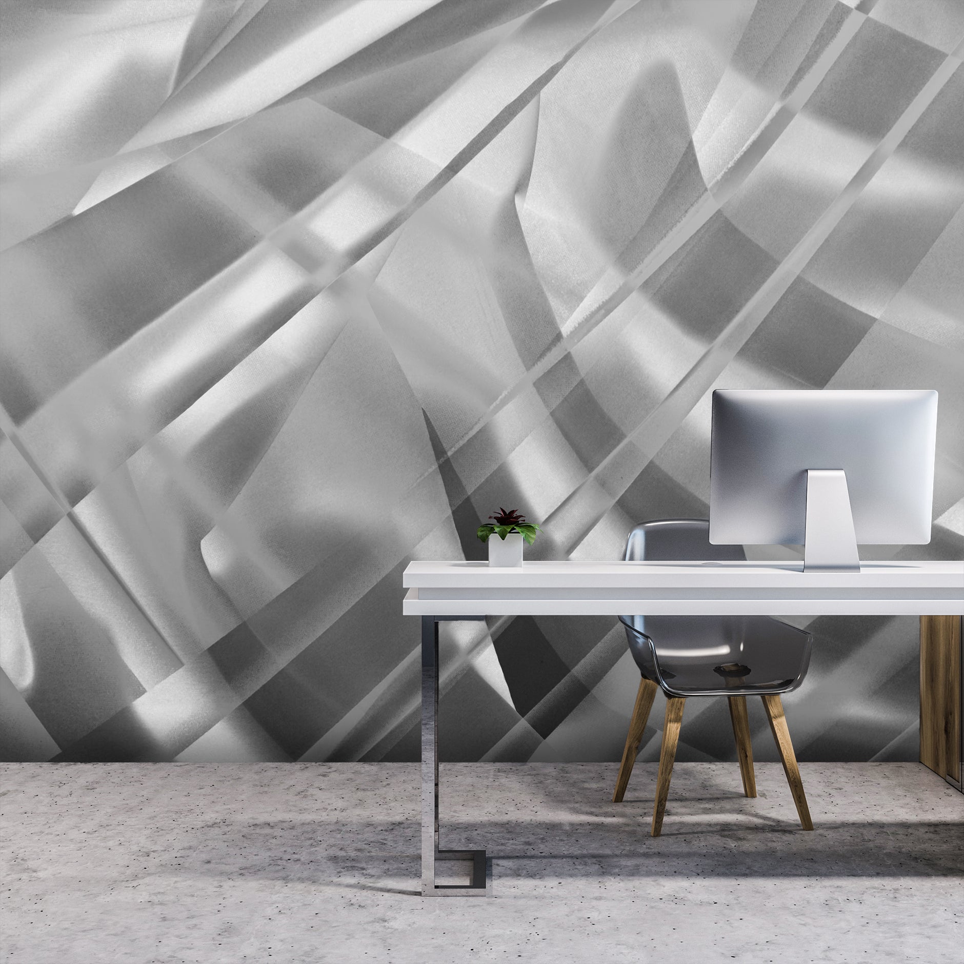 Image of Voile Moderne Argent Made to Measure Mural