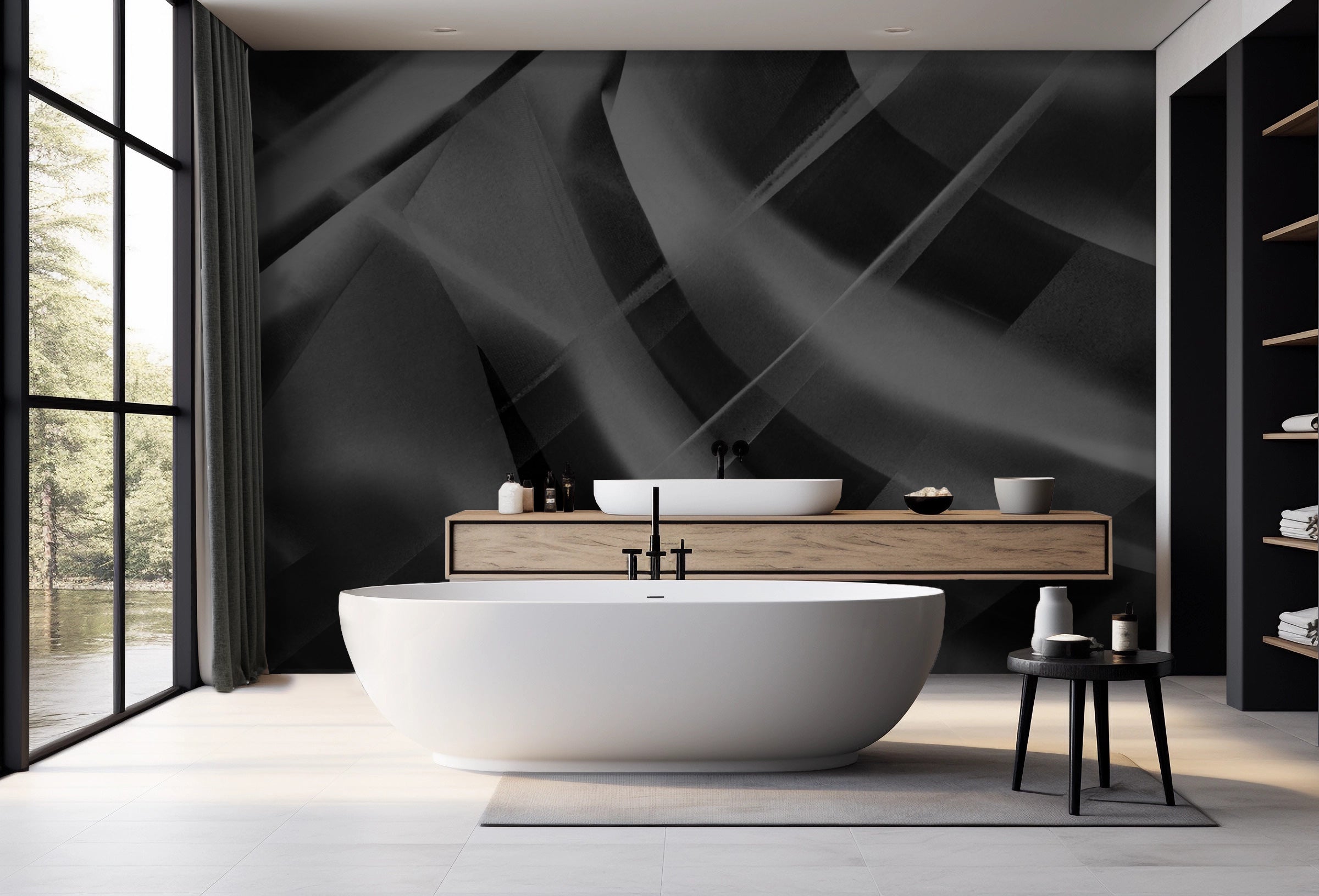 Image of Voile Moderne Gris Made to Measure Mural