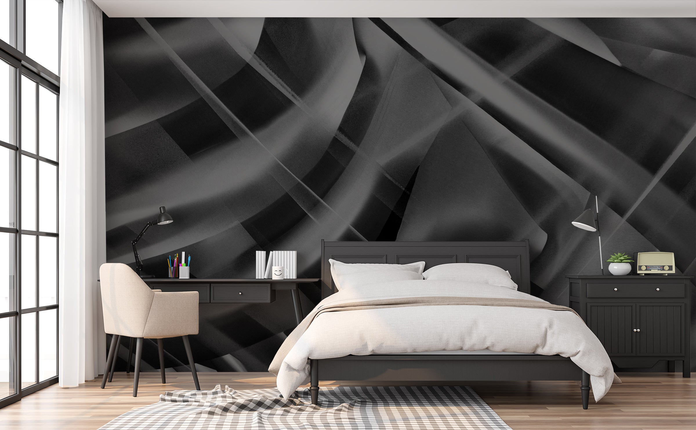 Image of Voile Moderne Gris Made to Measure Mural