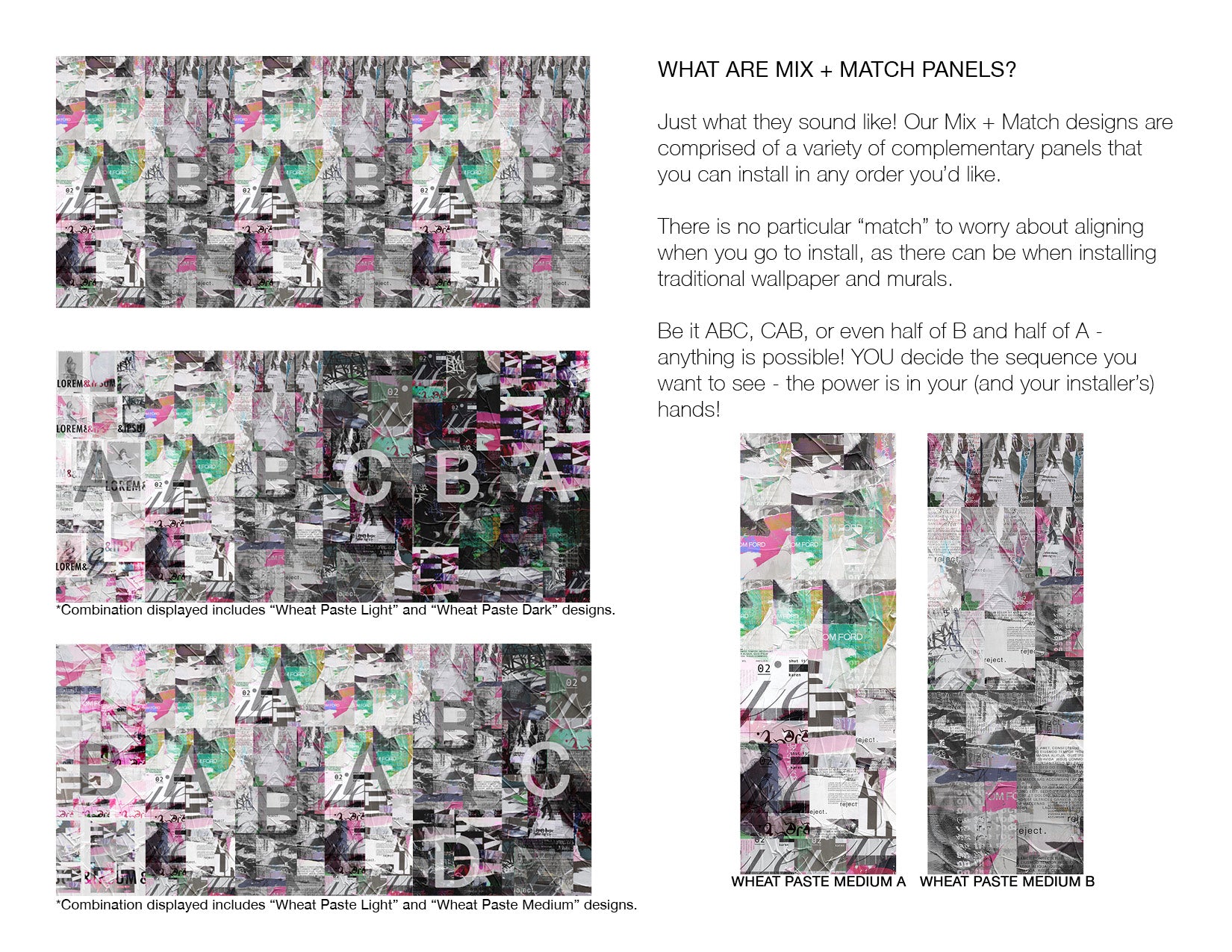 Wheat Paste Medium - Mix and Match Wallpaper - Quick Ship
