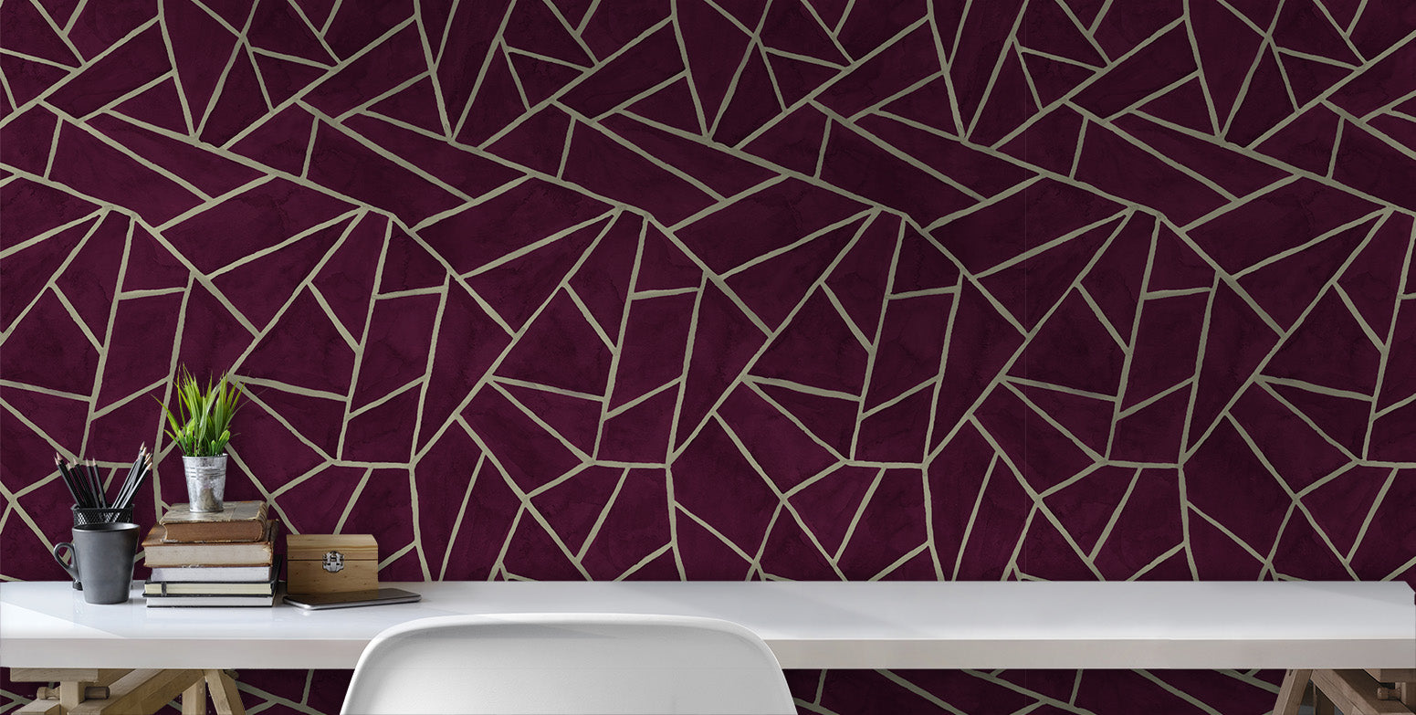 Broken Glass in Aubergine - Quick Ship - Wallpaper