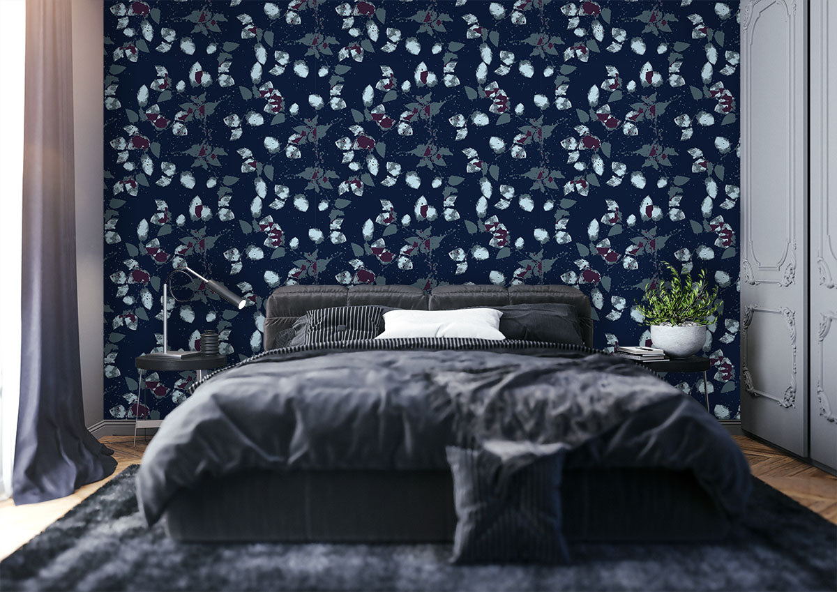 Confetti Roses in Outremer - Quick Ship - Wallpaper