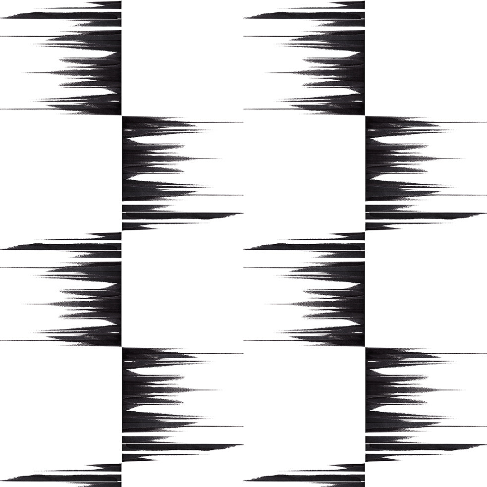 STONE TEXTILE FRINGE CHECK IN BLACK ON WHITE