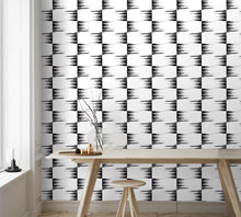 Load image into Gallery viewer, STONE TEXTILE FRINGE CHECK IN BLACK ON WHITE