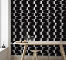Load image into Gallery viewer, STONE TEXTILE FRINGE CHECK IN WHITE ON BLACK