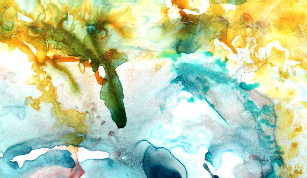TROPICAL STORM IN TEAL & YELLOW GICLÉE PRINT ON CANVAS
