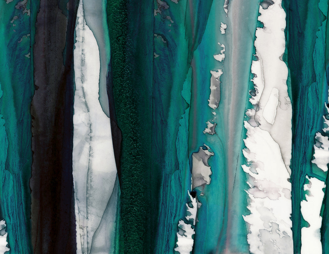 TEAL & BLACK DRIPS WATERCOLOR GICLÉE FINE ART PRINT