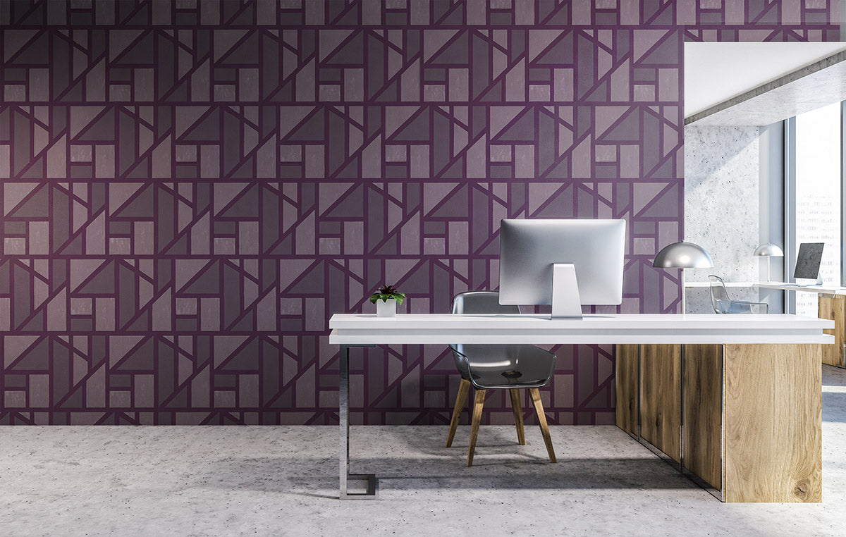 Tangram in Aubergine - Quick Ship - Wallpaper