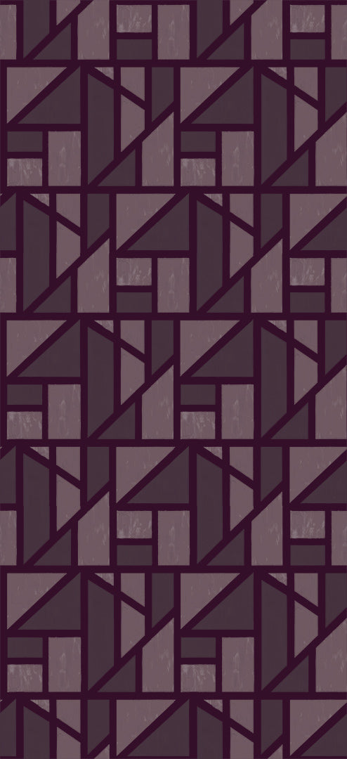Tangram in Aubergine - Quick Ship - Wallpaper