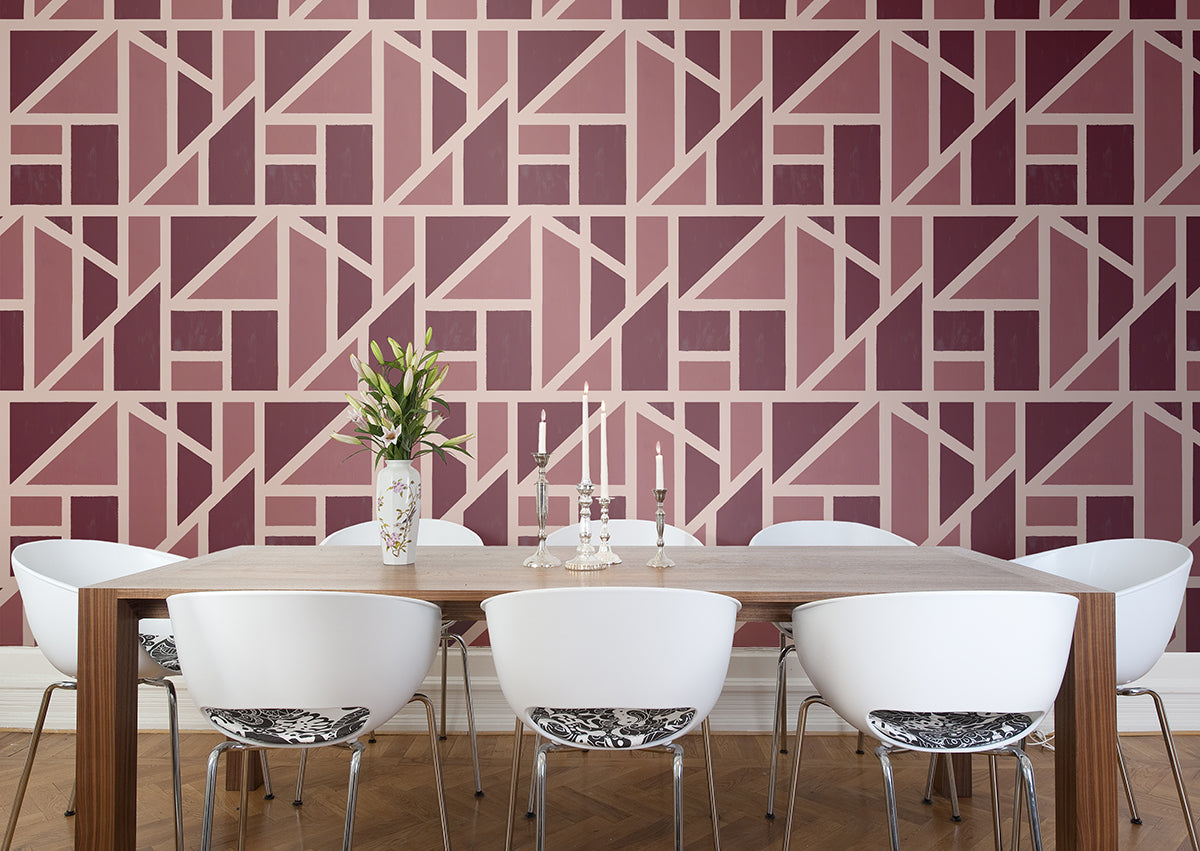 Tangram in Bordeaux - Quick Ship - Wallpaper