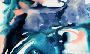 TEAL MASH "B" WATERCOLOR GICLÉE PRINT ON CANVAS