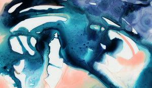 TEAL MASH "A" WATERCOLOR GICLÉE PRINT ON CANVAS