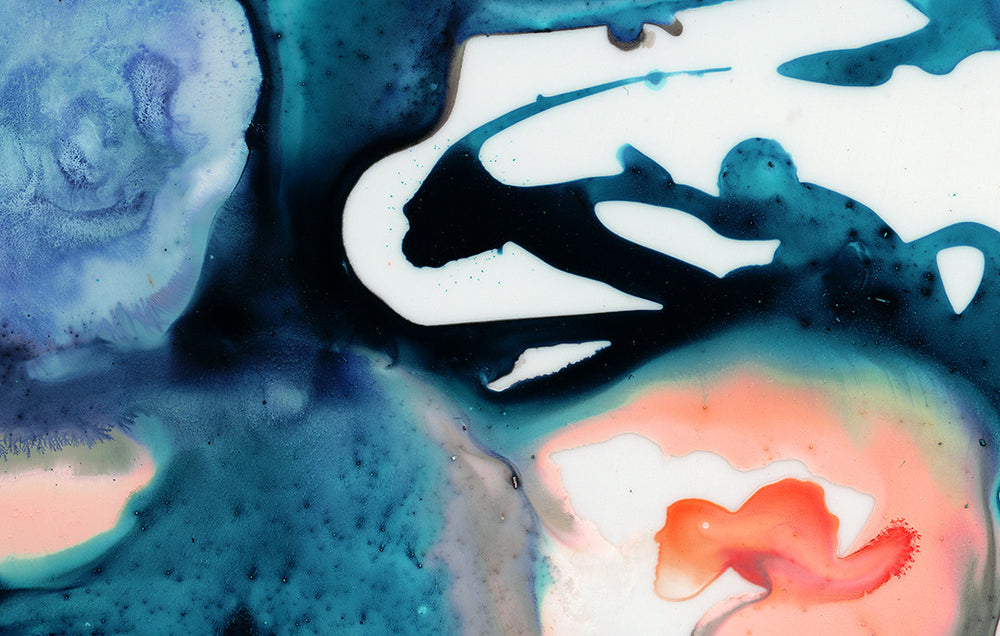 TEAL MASH "C" WATERCOLOR GICLÉE PRINT ON CANVAS