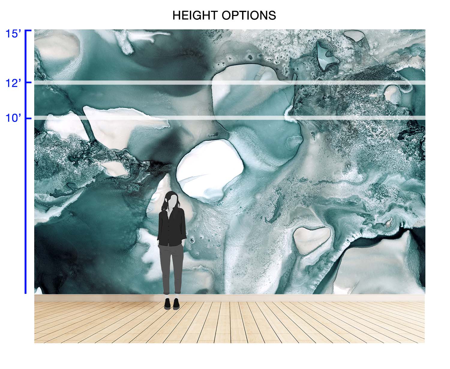 Image of Teal Wake - Quick Ship Wallpaper Mural