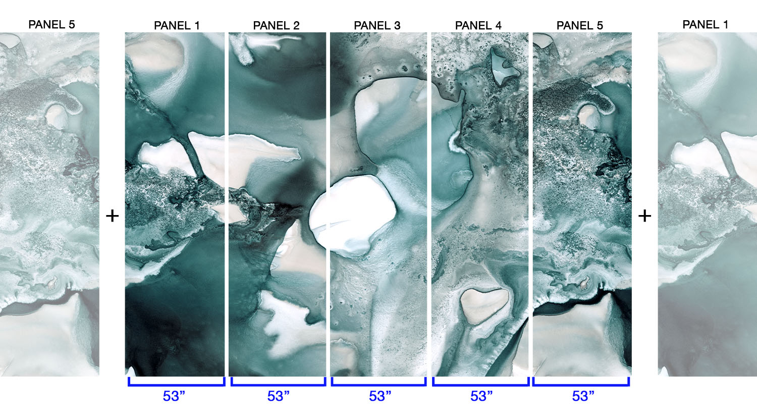 Image of Teal Wake - Quick Ship Wallpaper Mural